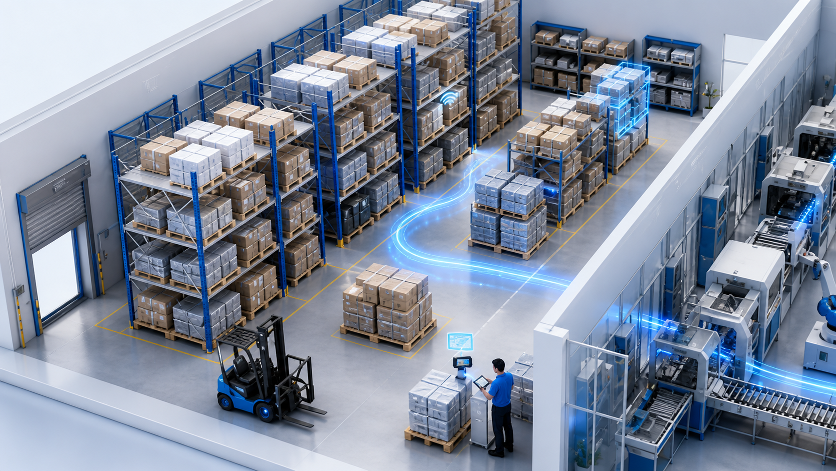 Inventory department in a connected smart factory
